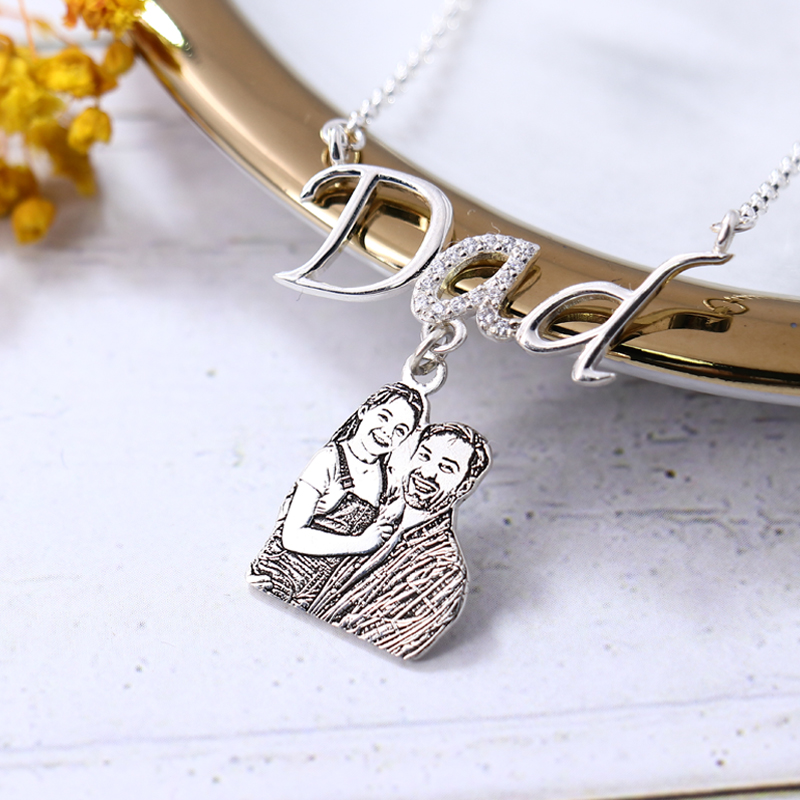 Personalized Dad Photo Necklace